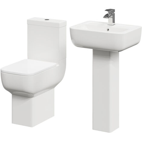 Wholesale Domestic Tacoma 550mm Full Pedestal Basin and Comfort Height Toilet Suite (1/5)