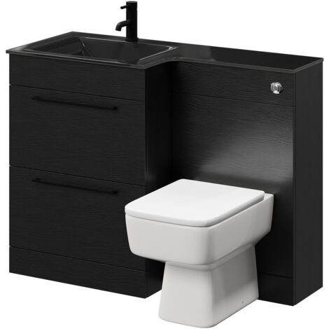 Wholesale Domestic Venice Square Nero Oak 1100mm Vanity Unit Toilet ...