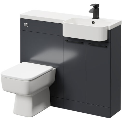 Napoli Combination Gloss Grey 1000mm Vanity Unit Toilet Suite with ...