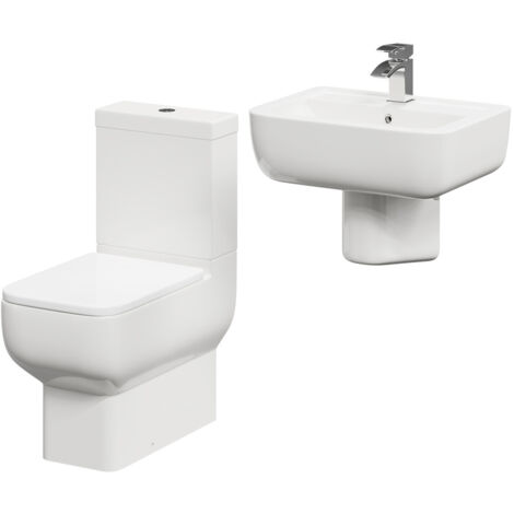 Wholesale Domestic Tacoma 550mm Semi Pedestal Basin and Closed Back Toilet Suite