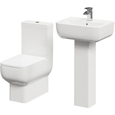 Wholesale Domestic Tacoma 550mm Full Pedestal Basin and Closed Back Toilet Suite (1/5)
