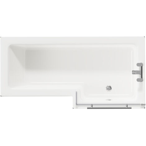 Wholesale Domestic Loire 1700mm Right Hand L Shaped Shower Bath with Towel Rail Bath Screen and Nero Oak Front and End Bath Panel (1/5)