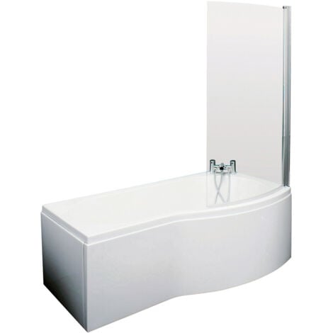 Nuie 1500mm X 900mm Right Hand B Shape Shower Bath With Screen And ...