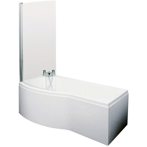 Nuie 1700mm X 900mm Left Hand B Shape Shower Bath With Screen And Front ...