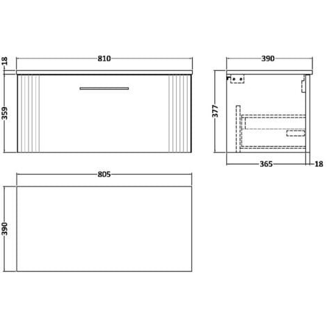 Nuie Deco Satin White Mm Wall Hung Single Drawer Vanity Unit With