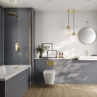 Multipanel Tile Effect Monument Grey 2400mm x 598mm Hydro-Lock Tongue & Groove Bathroom Wall Panel
