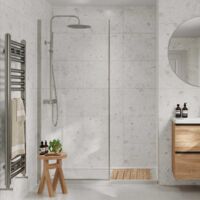 Multipanel Tile Effect White Terrazzo 2400mm x 598mm Hydro-Lock Tongue & Groove Bathroom Wall Panel