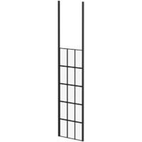 Colore 8mm Clear Glass Matt Black Crittall Frame 1950mm x 700mm Walk In Shower Screen including Ceiling Posts