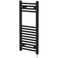 Colore Matt Black 800mm x 400mm Straight Electric Heated Towel Rail