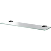 Colore Square Matt Black and Glass Wall Mounted Vanity Shelf