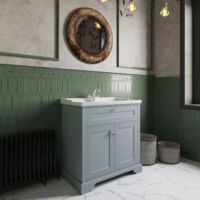 Old London Storm Grey Woodgrain 800mm 2 Door Vanity Unit and Edwardian Basin - LOF205