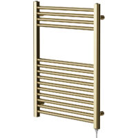 Colore Brushed Brass 800mm x 600mm Straight Electric Heated Towel Rail