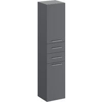 Napoli Gloss Grey 350mm x 16000mm Wall Mounted 2 Door and 2 Drawer Tall Storage Unit