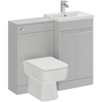 Napoli Gloss Grey Pearl 1000mm 2 Door Vanity Unit Toilet Suite