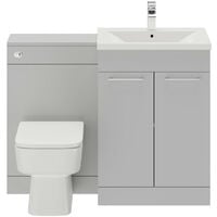 Napoli Gloss Grey Pearl 1100mm 2 Door Vanity Unit Toilet Suite - Gloss Grey Pearl