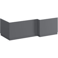 Napoli Gloss Grey MDF 1700mm L Shaped Front and End Bath Panel Set - Gloss Grey