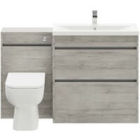 City Molina Ash 1300mm 2 Drawer Vanity Unit Toilet Suite - Molina Ash