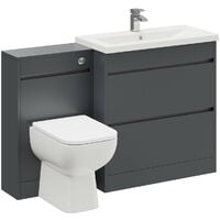 City Gloss Grey 1300mm 2 Drawer Vanity Unit Toilet Suite