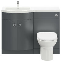 Paris Gloss Grey 1100mm Left Hand Curved 2 Door Vanity Unit Toilet Suite