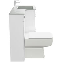 Venice Square Grey Glass 1100mm Right Hand 2 Drawer Gloss White Vanity Unit Toilet Suite