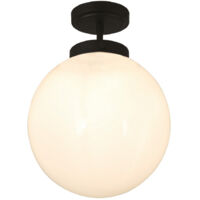 Forum Porto Bathroom Ceiling Light Matt Black, Opal IP44