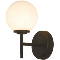 Forum Spa Porto Matt Black/Opal 120mm 1 Lamp Wall Light - SPA-31306-MBLK