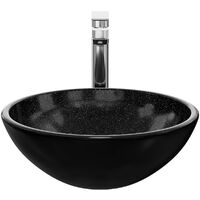 Vela Gloss Black 420mm x 420mm Round Countertop Basin