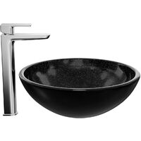 Vela Gloss Black 420mm x 420mm Round Countertop Basin