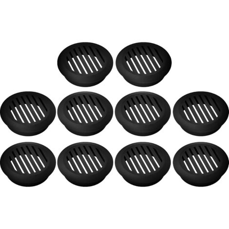 10x Griglia di ventilazione plastica tonda 50 mm da incasso areazione dell'aria, Nero