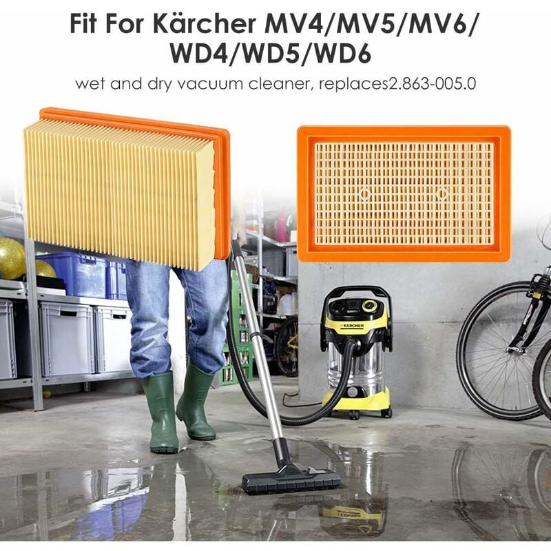 Karcher Sachet filtre ouate WD 4, WD 5, WD 6, WD 4290 / 5200 M / 5300 M /