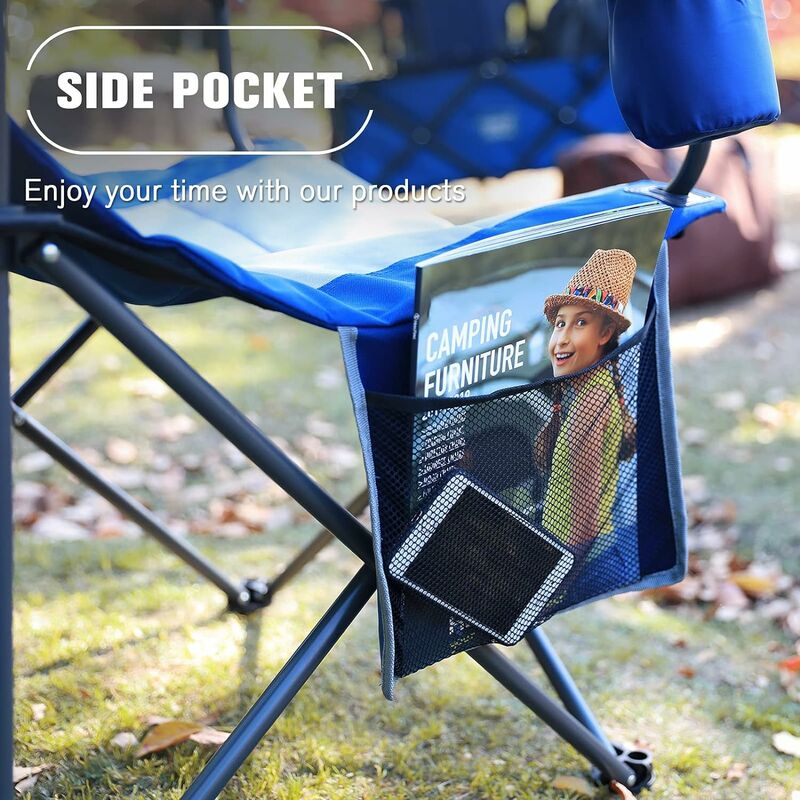 4 Fauteuil Camping avec Repose-Pieds Chaise Pliant Geante Pliable