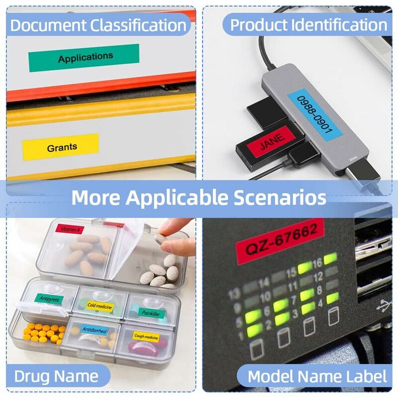 Ruban d'étiquettes pour imprimante d'étiquettes adhésives Dymo LetraTag,  recharge compatible, 12mm, 10PK, 91200, 91330