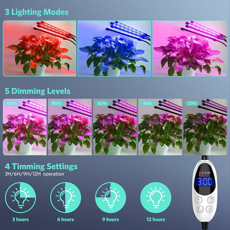 Lampe horticole de croissance LED à spectre complet, avec minuterie,  éclairage pour culture hydroponique intérieure de plantes, à intensité  variable, pour semis d'herbes - AliExpress