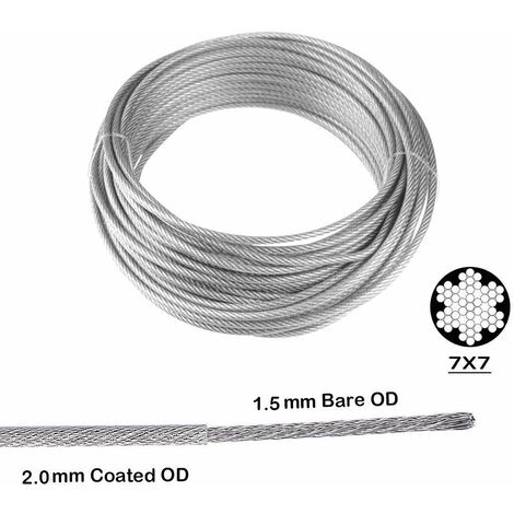 Corde Cable Acier Inoxydable à Suspendre Kit, 30M/3mm Câble Métallique, Kit  de Câble de Jardin, Câble d'Image, Kit de Clôture, Câble en Acier Robuste