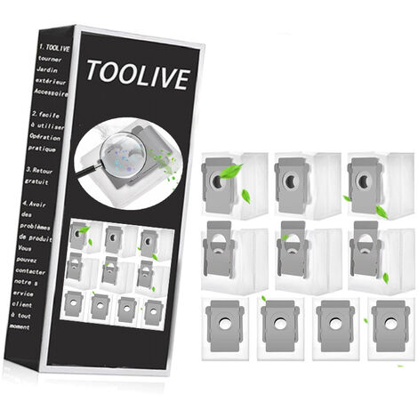 Paquet de 10 sacs d'aspirateur pour Irobot Roomba I7 I7 S9 J7 + E5 E6 E7  pour sacs de remplacement Irobot pour Irobot Roomba I7