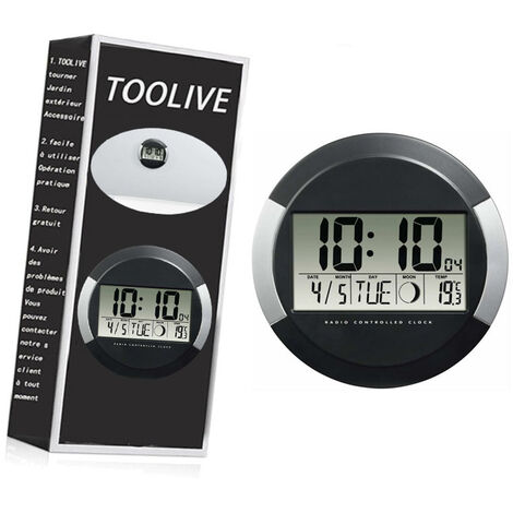 Horloge numérique radio-pilotée avec thermomètre, Accessoires salle de bain