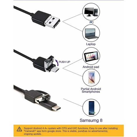 Acheter Caméra endoscopique étanche IP67, 7MM, 6 led réglables, USB,  Android, Inspection Flexible, endoscopique, pour téléphone et PC