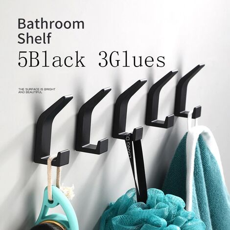 Patère de salle de bain 5 pièces noir double serviette crochet salle de bain patère manteau chapeau crochet chambre salon cuisine accessoires