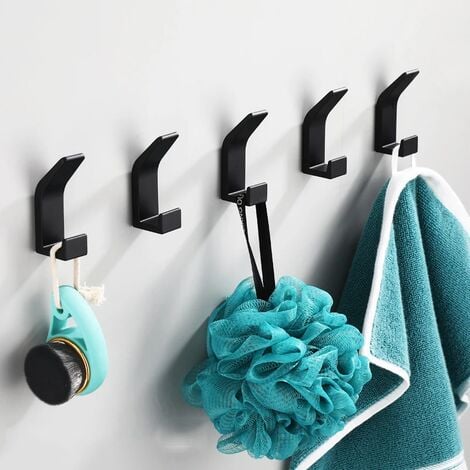 Patère de salle de bain 5 pièces noir double serviette crochet salle de bain patère manteau chapeau crochet chambre salon cuisine accessoires