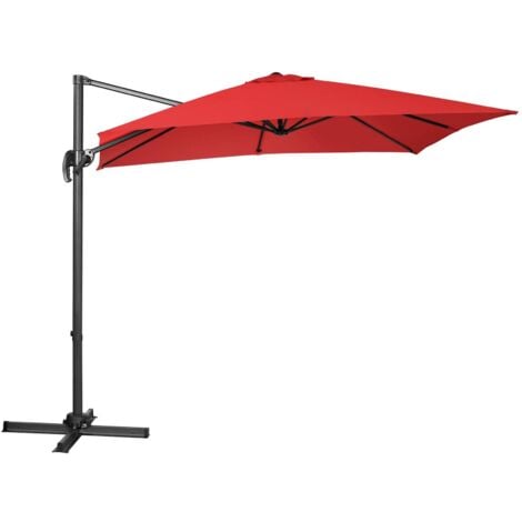 Hanging Parasol Cantilever Umbrella Garden Shade Rotatable Square 250cm Red