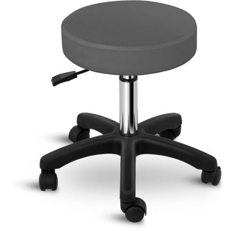 Work Stool Rolling Swivel Stool Padded Pvc Seat 5 Wheels Adjustable Height Grey