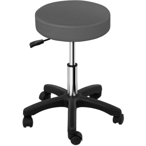 Work Stool Rolling Swivel Stool Padded Pvc Seat 5 Wheels Adjustable Height Grey