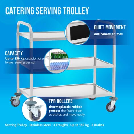 Serving Trolley Stainless Steel Gastro Transportation Trolley Kitchen 3 ...