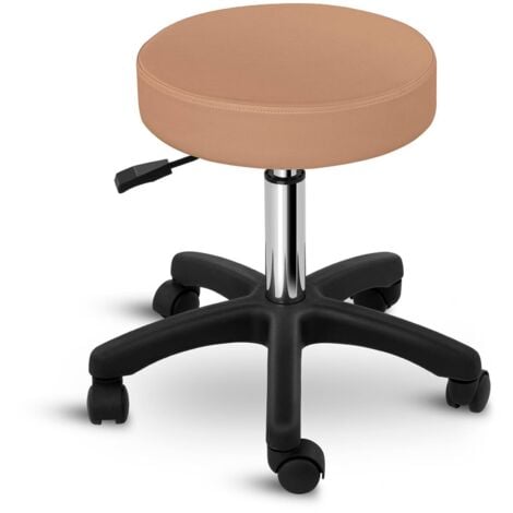 Work Stool Rolling Swivel Stool Padded Pvc Seat Adjustable Height Cappuccino
