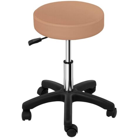 Work Stool Rolling Swivel Stool Padded Pvc Seat Adjustable Height Cappuccino