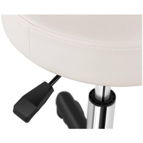 Work Stool Rolling Swivel Stool Padded Pvc Seat 5 Wheels Adjustable Height Beige