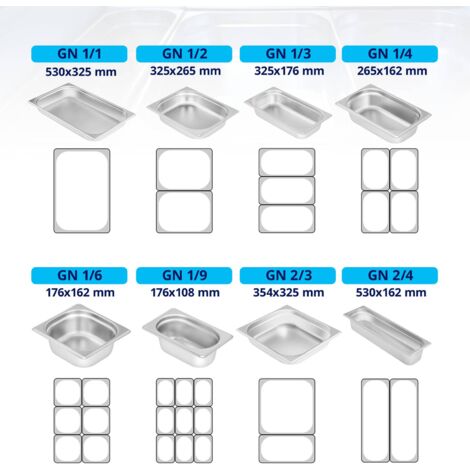 Padella Gastronorm Vogue 1/1 In Acciaio Inox - 100 Mm Di Altezza, 13.5 Litri, Argento - Foto 2