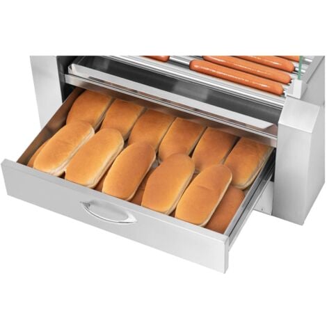 Commercial Hot Dog Bun Machine Hotdog Sausage Grill 11 Rollers Stainless Steel