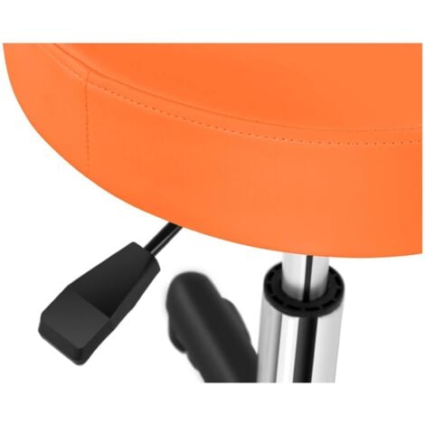 Work Stool Rolling Swivel Stool Padded Seat 5 Wheels Adjustable Height Orange