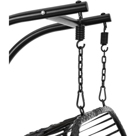 Outdoor Hanging Chair with Stand - for two people - foldable seat - black/grey